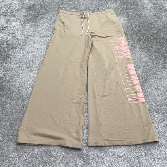 Pink Floyd Wide Leg Sweatpants Women XL Brown Graphic Elastic Waist Casual 34x29 - Picture 1 of 14